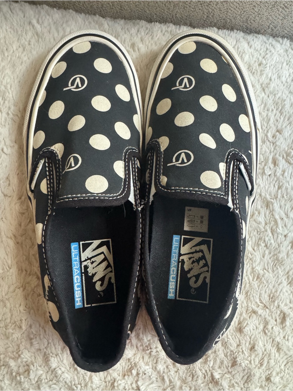 Vans Women’s Slip-On Polka Dot Canvas Sneakers - Black & Cream